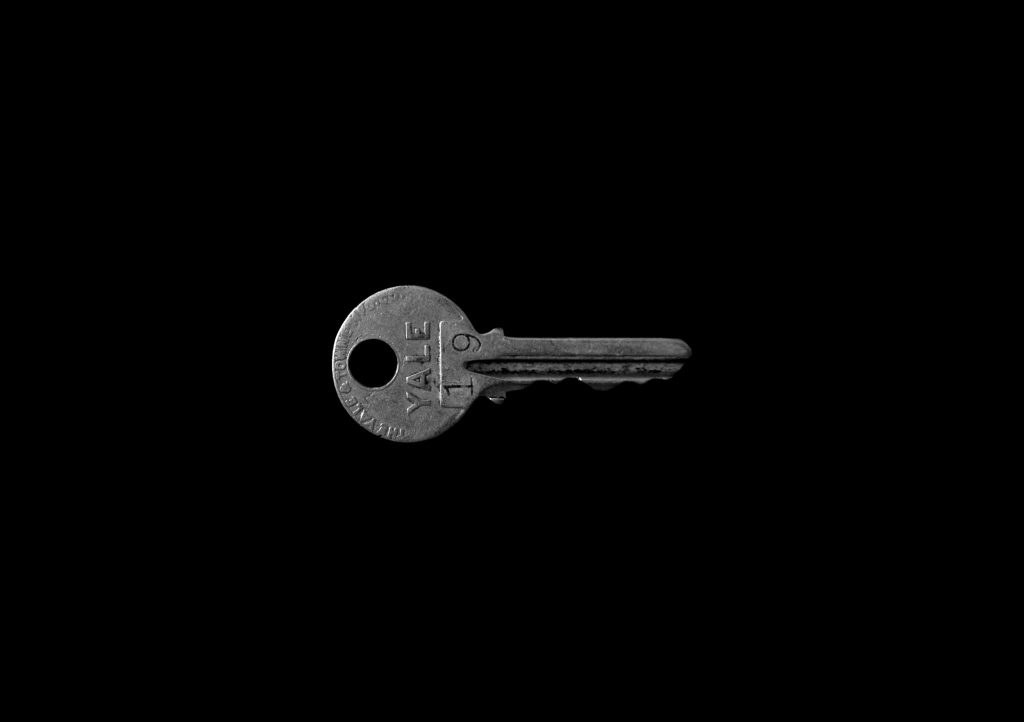 key on a black backrgound