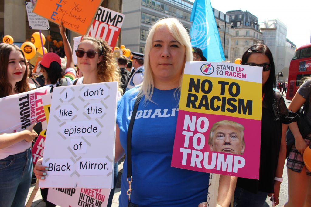 Amy Sparrow at the Donald trump protest American