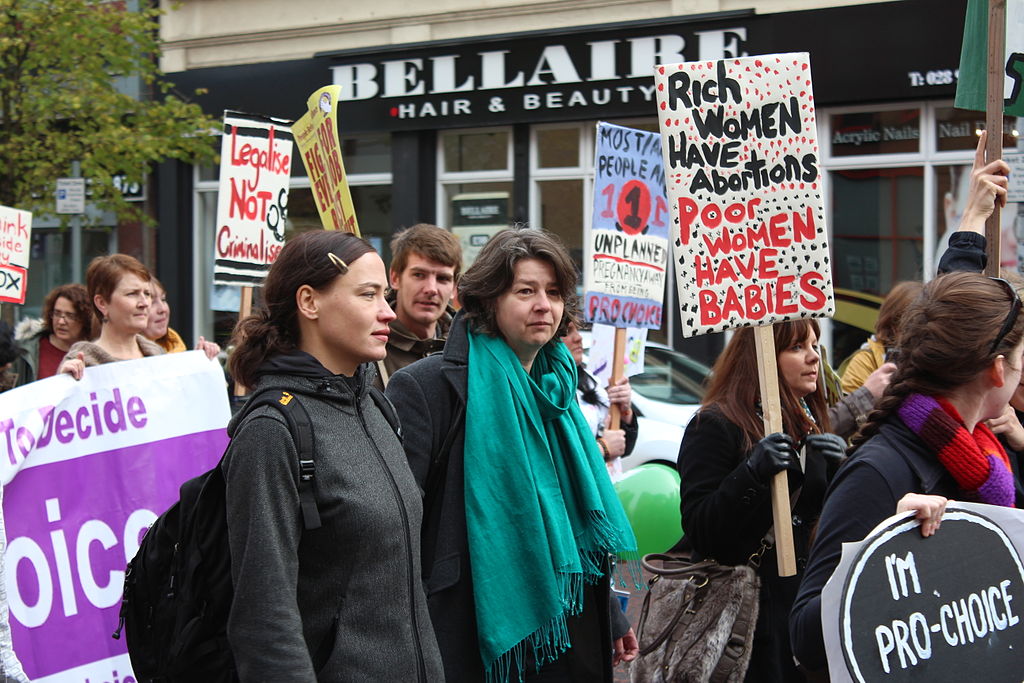 Abortion and anti-austerity protestors in Belfast, 2012.
