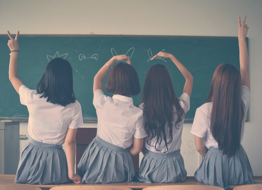 Pupils in class: https://www.pexels.com/photo/photo-of-four-girls-wearing-school-uniform-doing-hand-signs-710743/